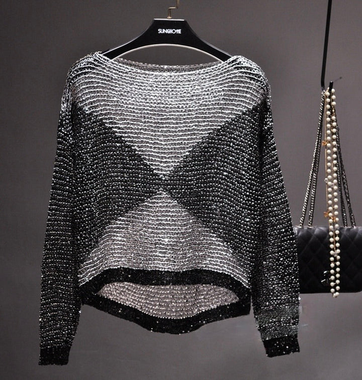 TIFFANY | SEQUINED LONG-SLEEVE TOP