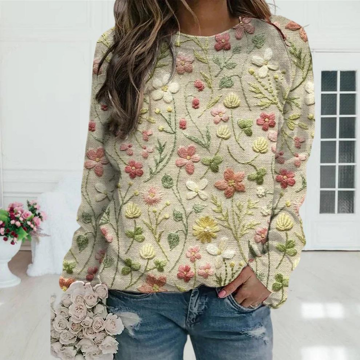 MABEL | FLORAL PATTERNED KNITTED SWEATER