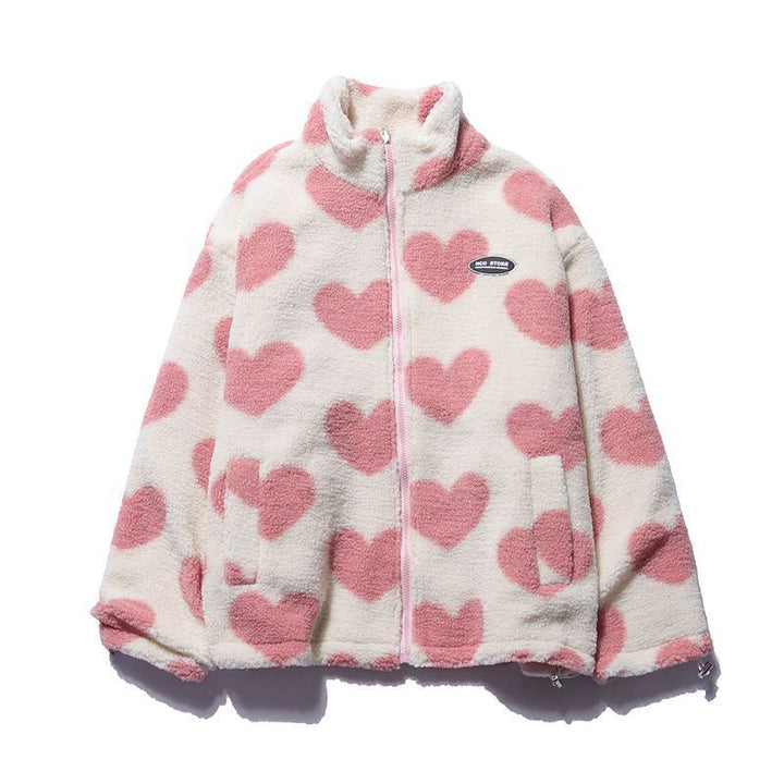 CARLA | REVERSIBLE HEART FLEECE JACKET