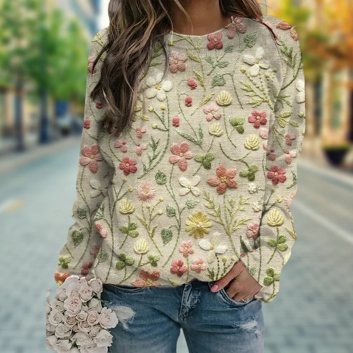 MABEL | FLORAL PATTERNED KNITTED SWEATER