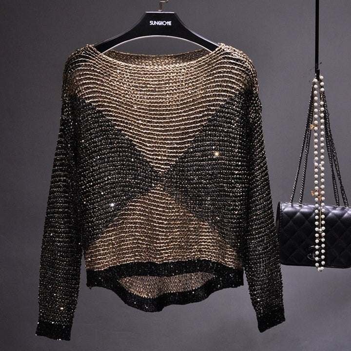 TIFFANY | SEQUINED LONG-SLEEVE TOP