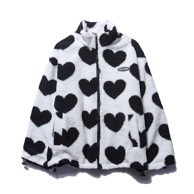 CARLA | REVERSIBLE HEART FLEECE JACKET