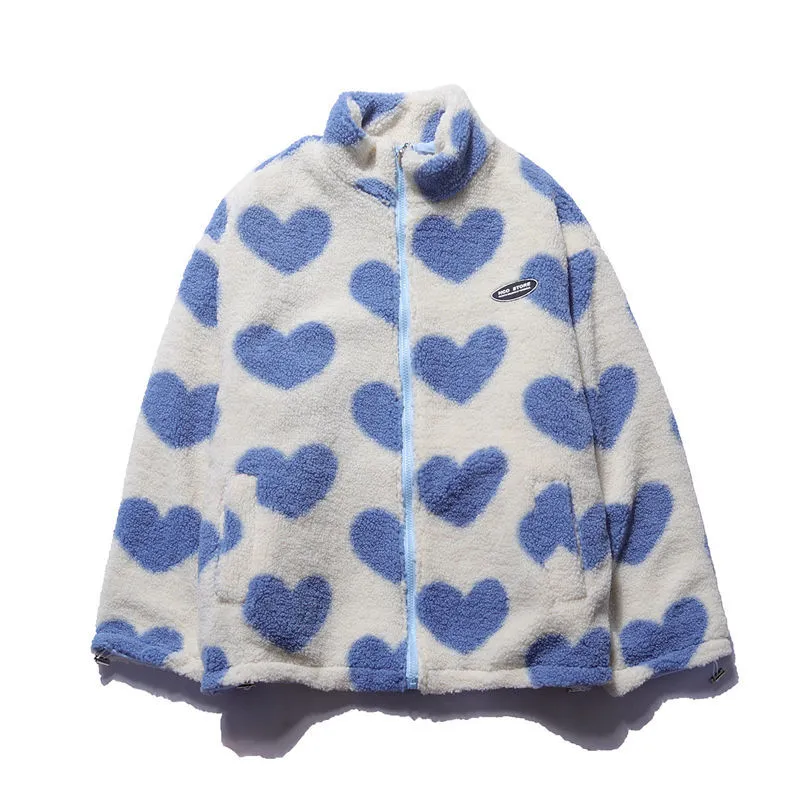 CARLA | REVERSIBLE HEART FLEECE JACKET