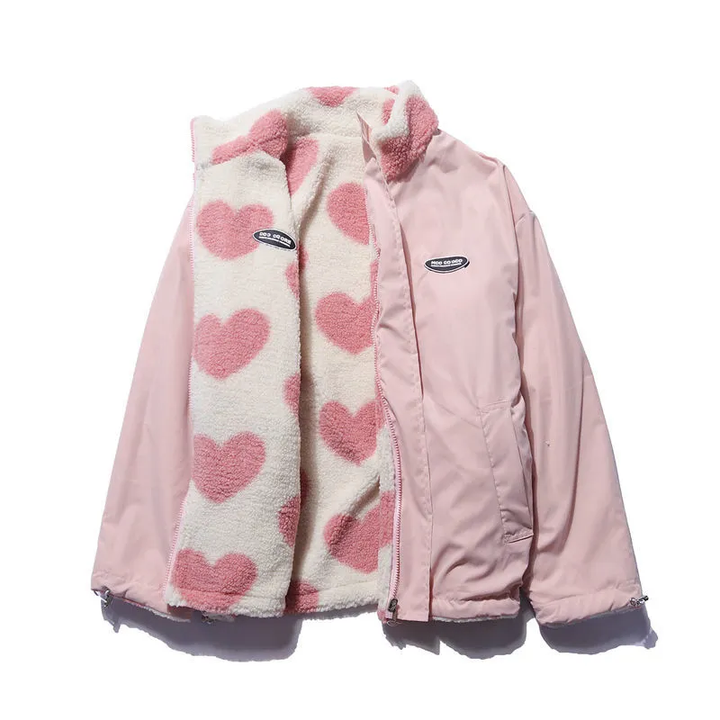 CARLA | REVERSIBLE HEART FLEECE JACKET