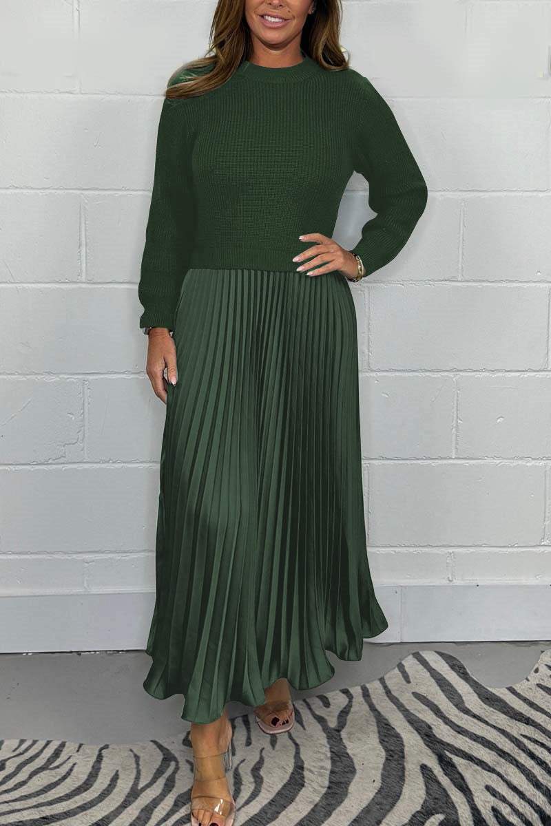 EMILIA™ | LONG SWEATER WITH PLEATED SKIRT