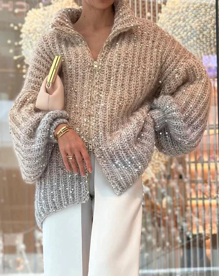 RUBY | GLITTERING SILK CARDIGAN SWEATER