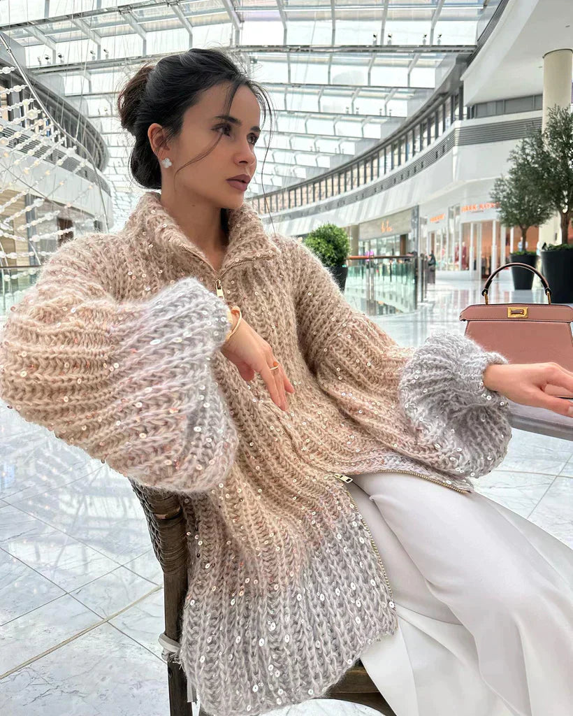 RUBY | GLITTERING SILK CARDIGAN SWEATER