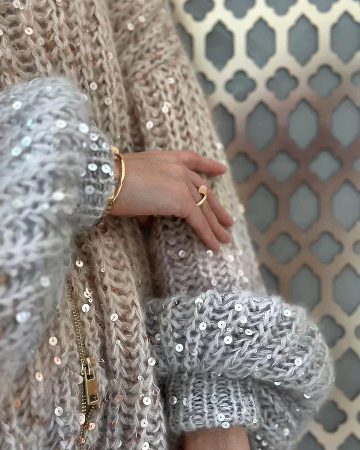 RUBY | GLITTERING SILK CARDIGAN SWEATER