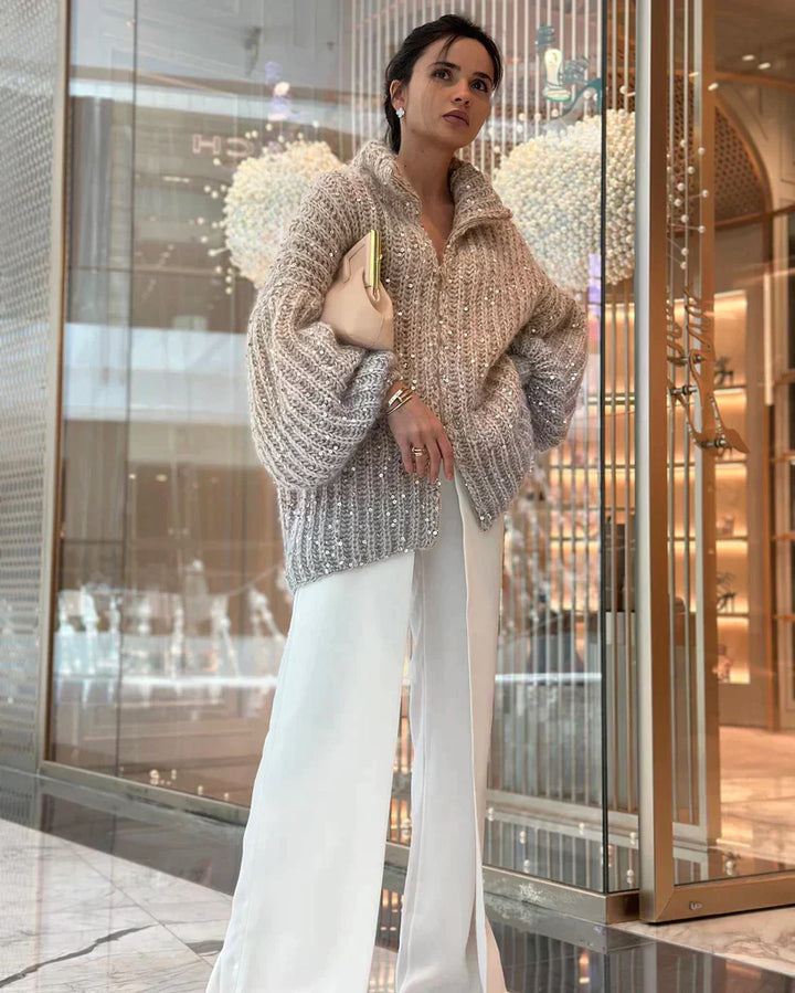 RUBY | GLITTERING SILK CARDIGAN SWEATER